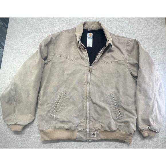 Vintage Carhartt J14 SDL Santa Fe Jacket 2XL Sandstone Duck Flannel Lined - Picture 3 of 10
